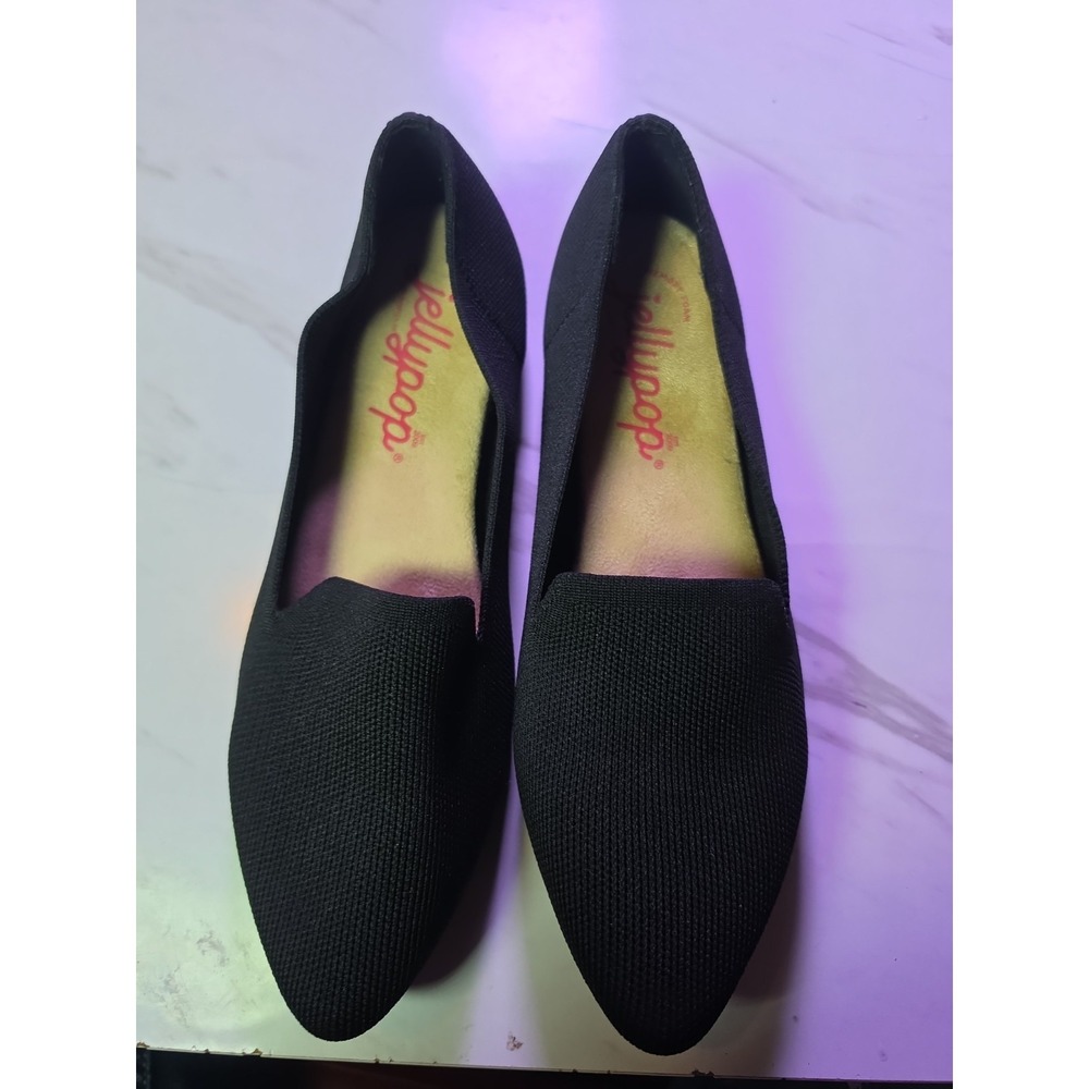 Jellypop Women's Black Knit Slip-On Pointed Toe Flats Size 9 Standard